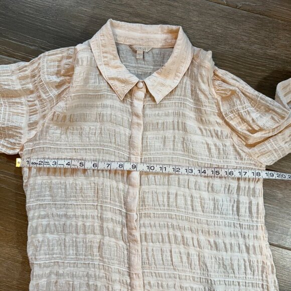 GUESS women's puff long sleeve crinkle Rav top size Large - Picture 8 of 11